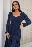 Navy Long Sleeves Mother Dress