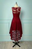 Dark Red Plus Size Asymmetry Lace Party Dress