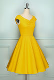 50s Yellow Solid Dress