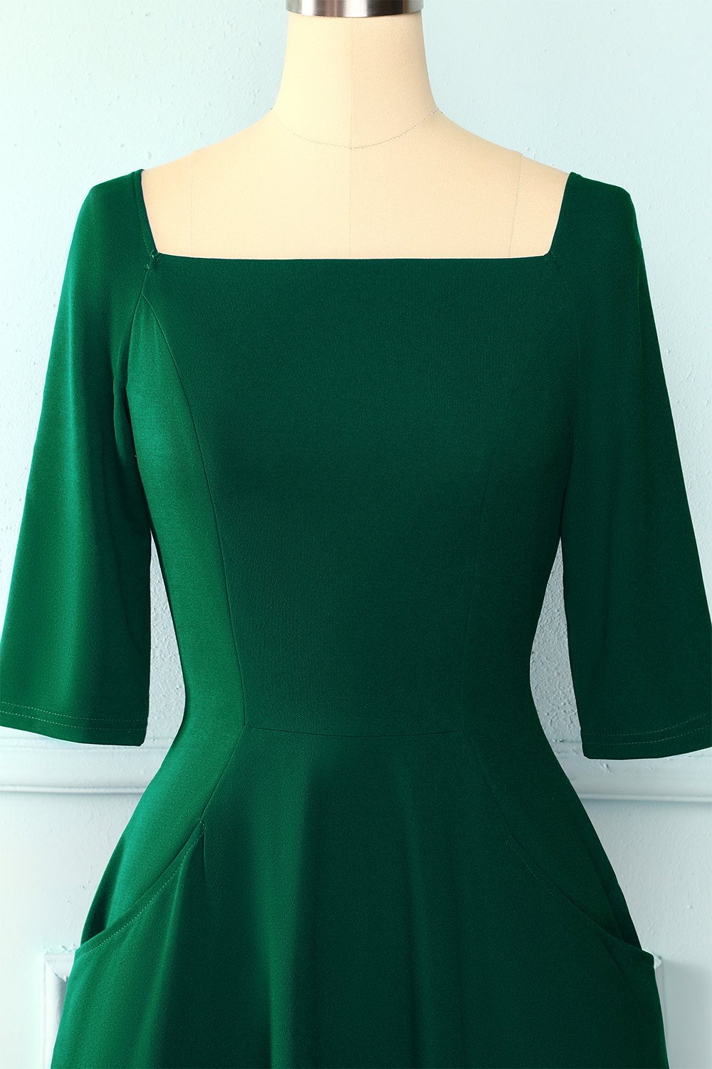 Green Pockets Vintage Dress