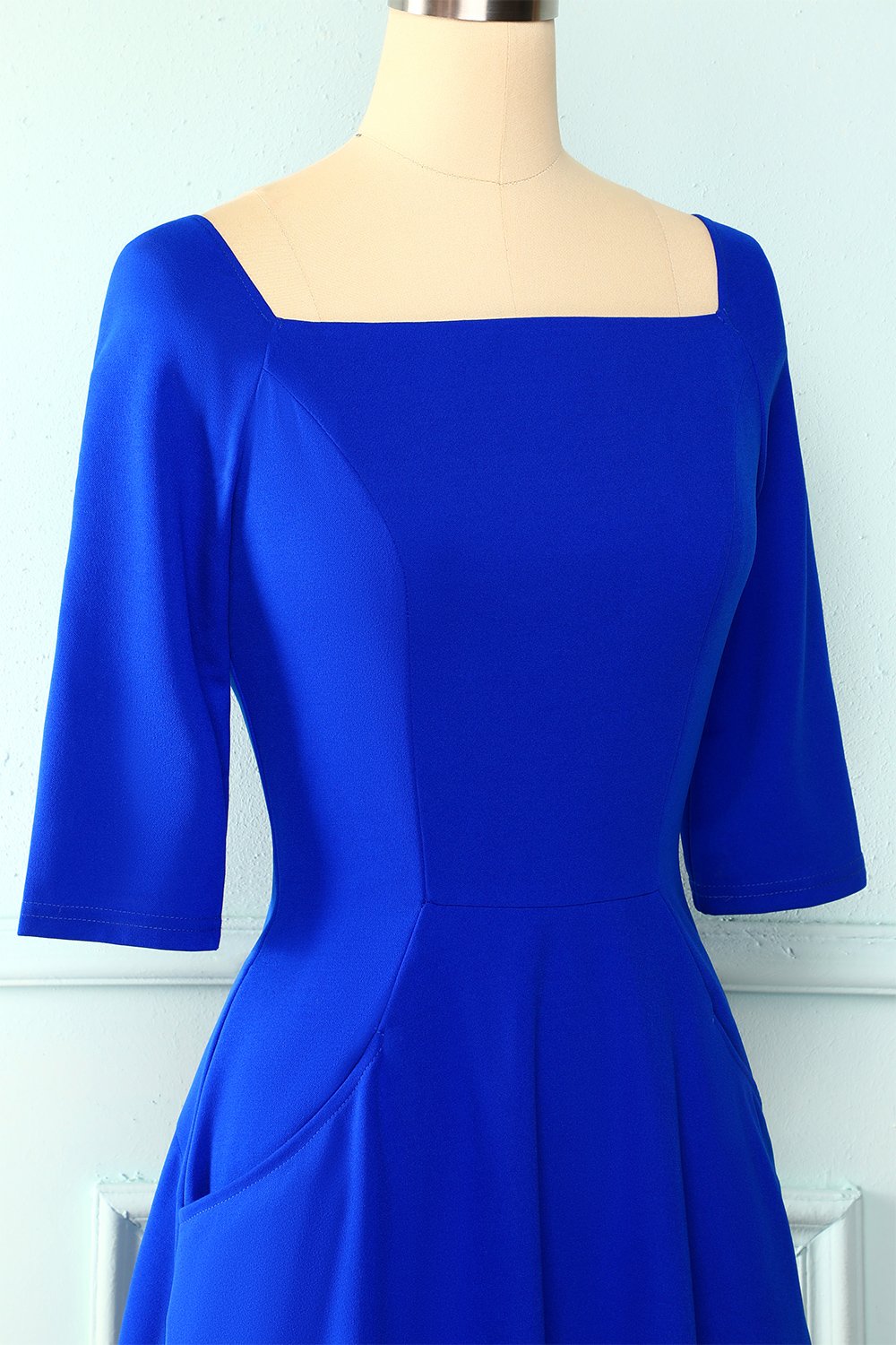 Royal Blue Midi Dress with Pockets