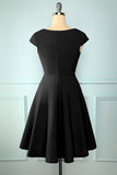Simple Navy Plus Size Dress V Neck A-line Prom Homecoming Crepe Dress with Sleeves
