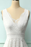 White V-Neck Lace Dress