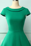 Green Boat Neck 50s Dress