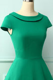 Green Boat Neck 50s Dress