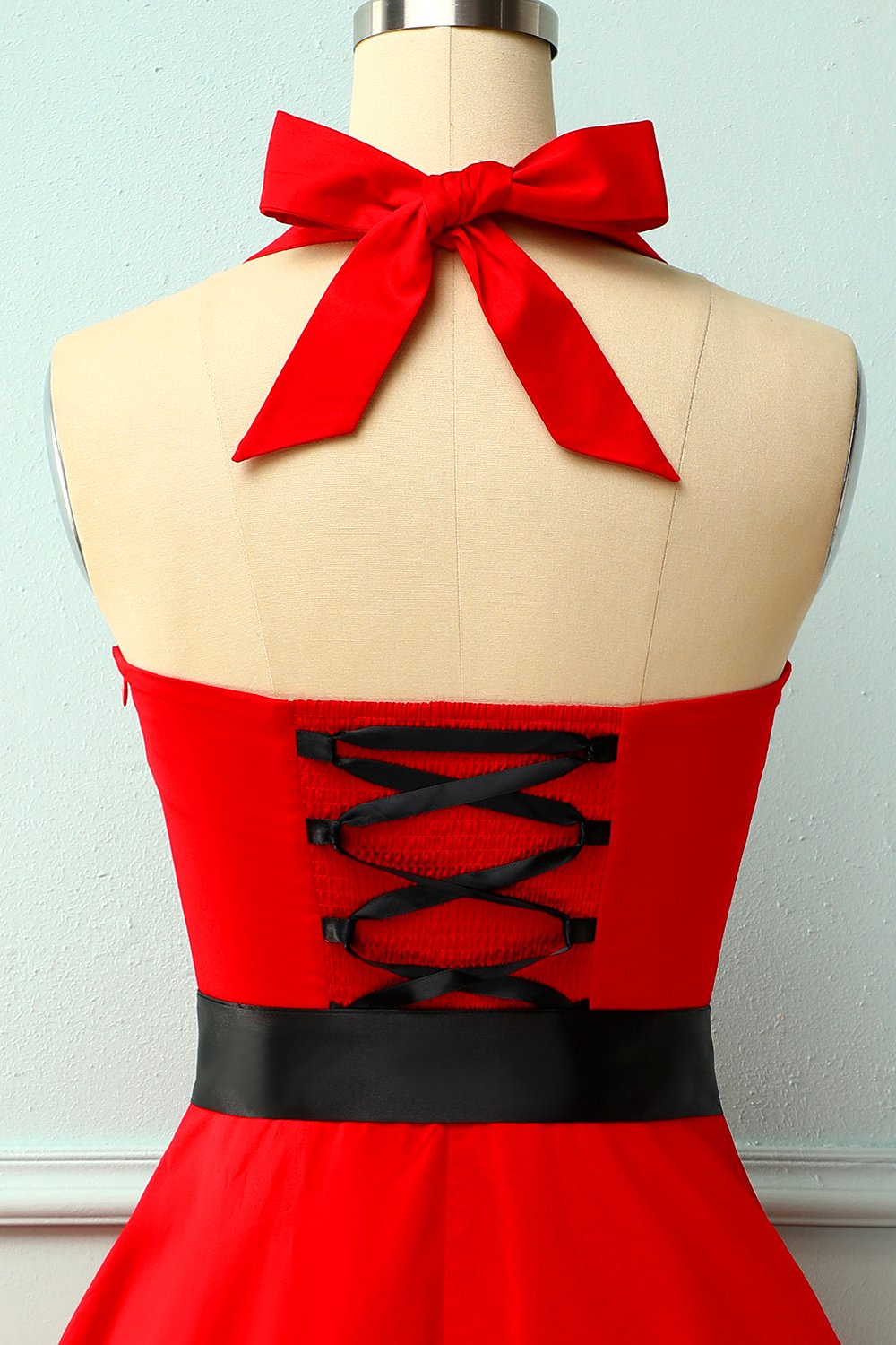 Red/Black Halter Pinup Dress