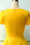 Yellow Dress Asymmetrical Neck(BELT IS NOT INCLUDED)