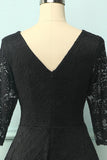 Black 3/4 Sleeves Formal Dress