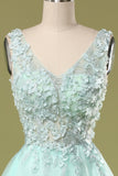Mint Green Short Prom Dress With Appliques