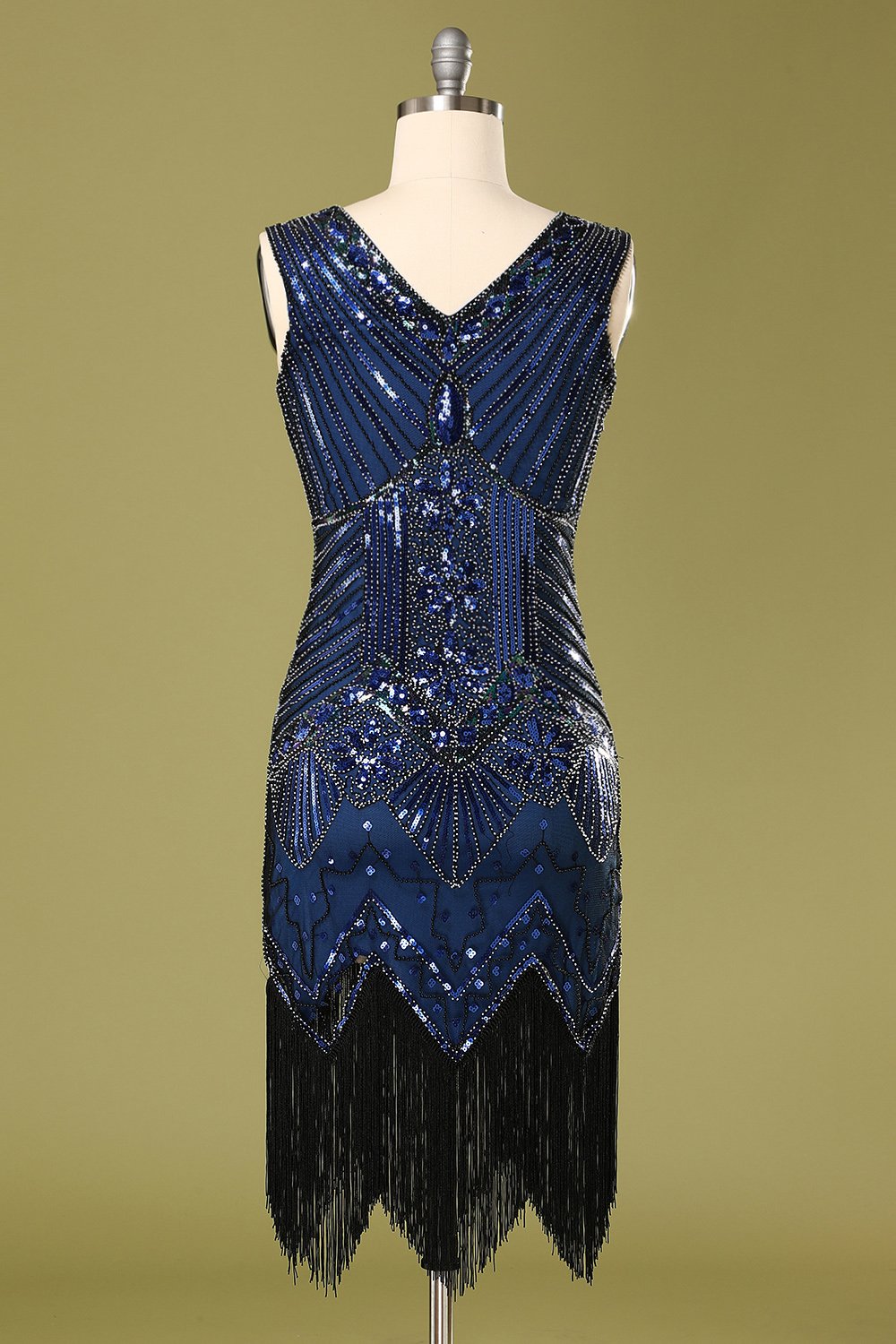 Vintage 1920s Blue Sequins Flapper Dress