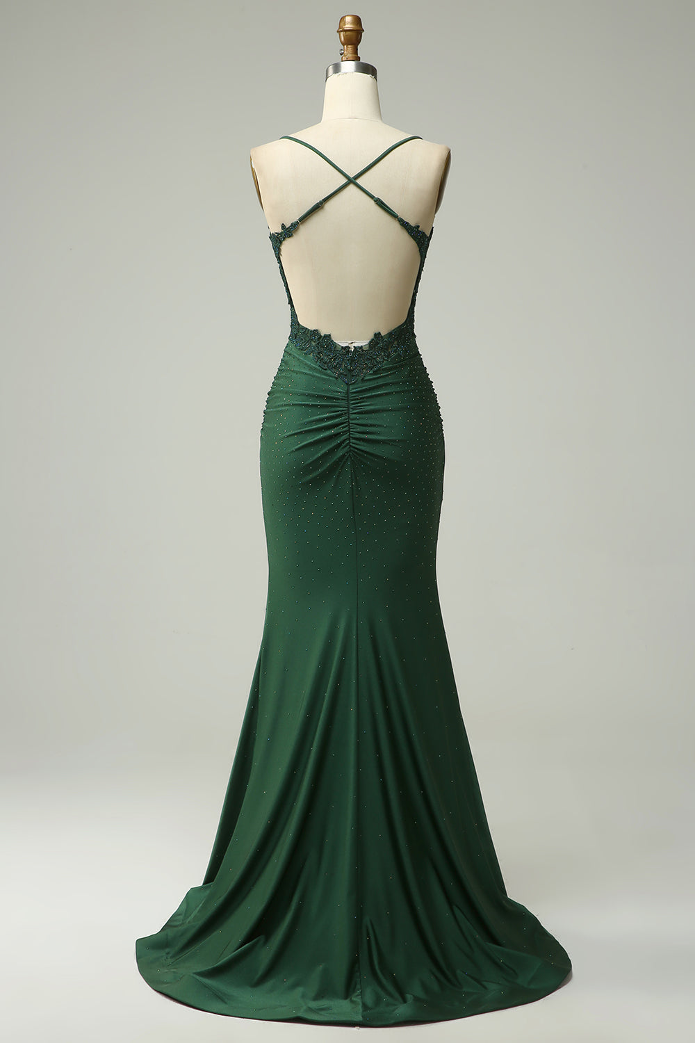 Zapaka Women Dark Green Long Ball Prom Dress Mermaid Halter Formal Dress with Appliques Beading ZAPAKA NZ Zapaka Women Dark Green Long Ball Prom Dress Mermaid Halter Formal Dress with Appliques Beading ZAPAKA NZ