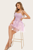 Pink Spaghetti Straps Short Party Dress