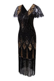 Black Flapper 1920s Sequins Dress