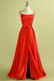 Red Backless Satin Dress