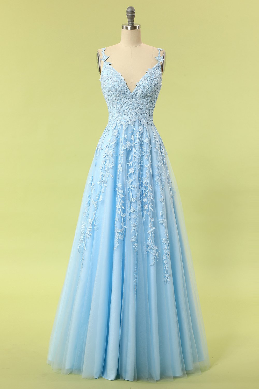 Zapaka Purple Tulle Ball Dress with Lace Sky Blue Long Evening Prom ...