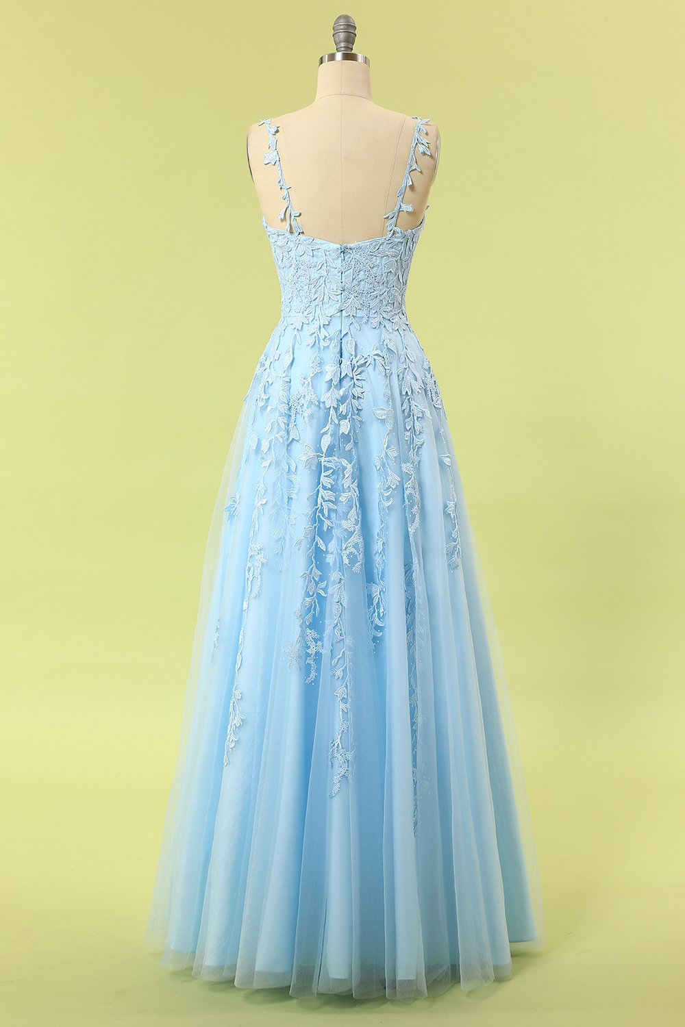 Zapaka Purple Tulle Ball Dress with Lace Sky Blue Long Evening Prom ...