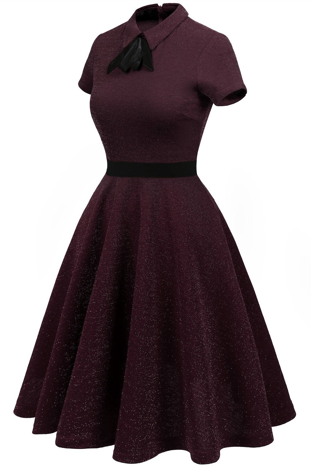 Burgundy 50s Vintage Dress with Sleeves