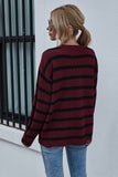 Loose Stitching Striped Crew Neck Sweater