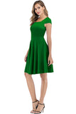Green Square Neck Vintage Dress