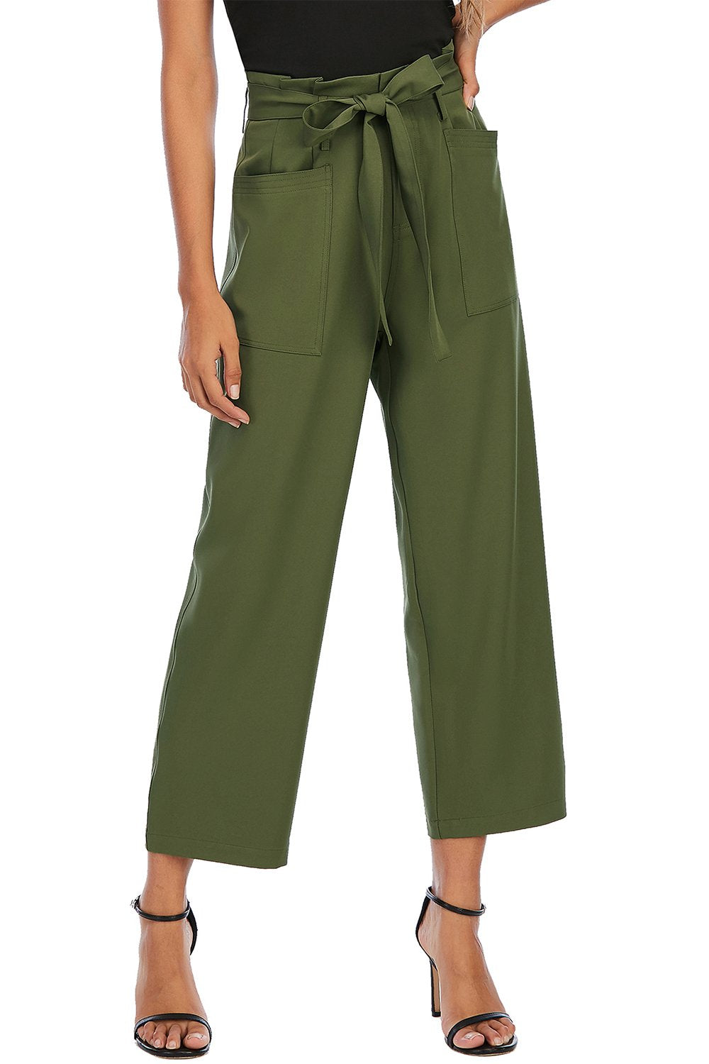 Brown Wide Leg Cropped Trousers
