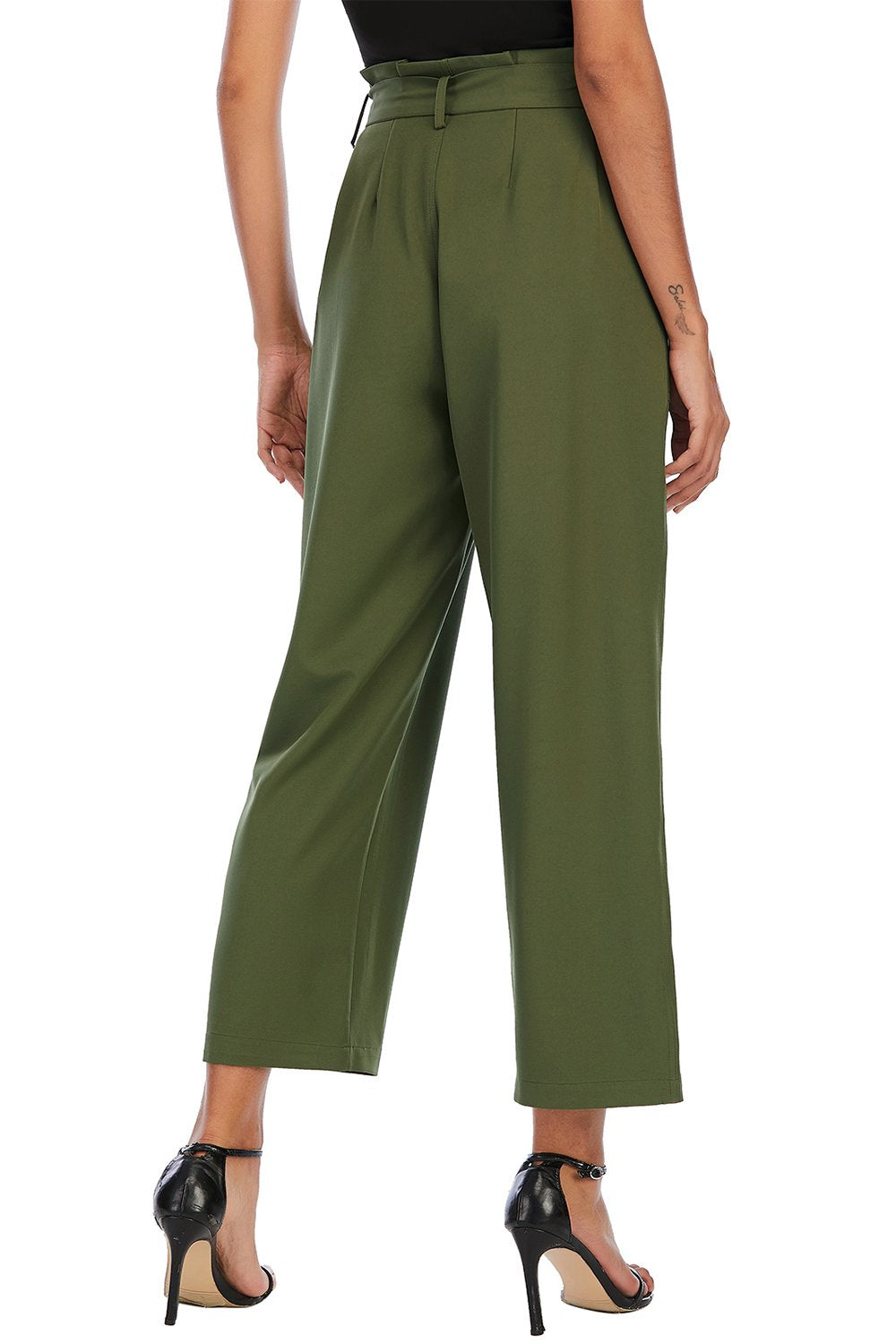 Brown Wide Leg Cropped Trousers