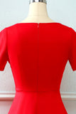 Square Collar Retro Red 1950's Dress