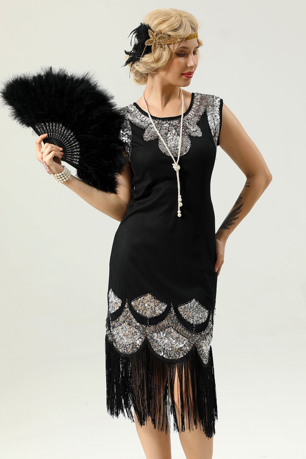 Sequins Black 1920s Dress