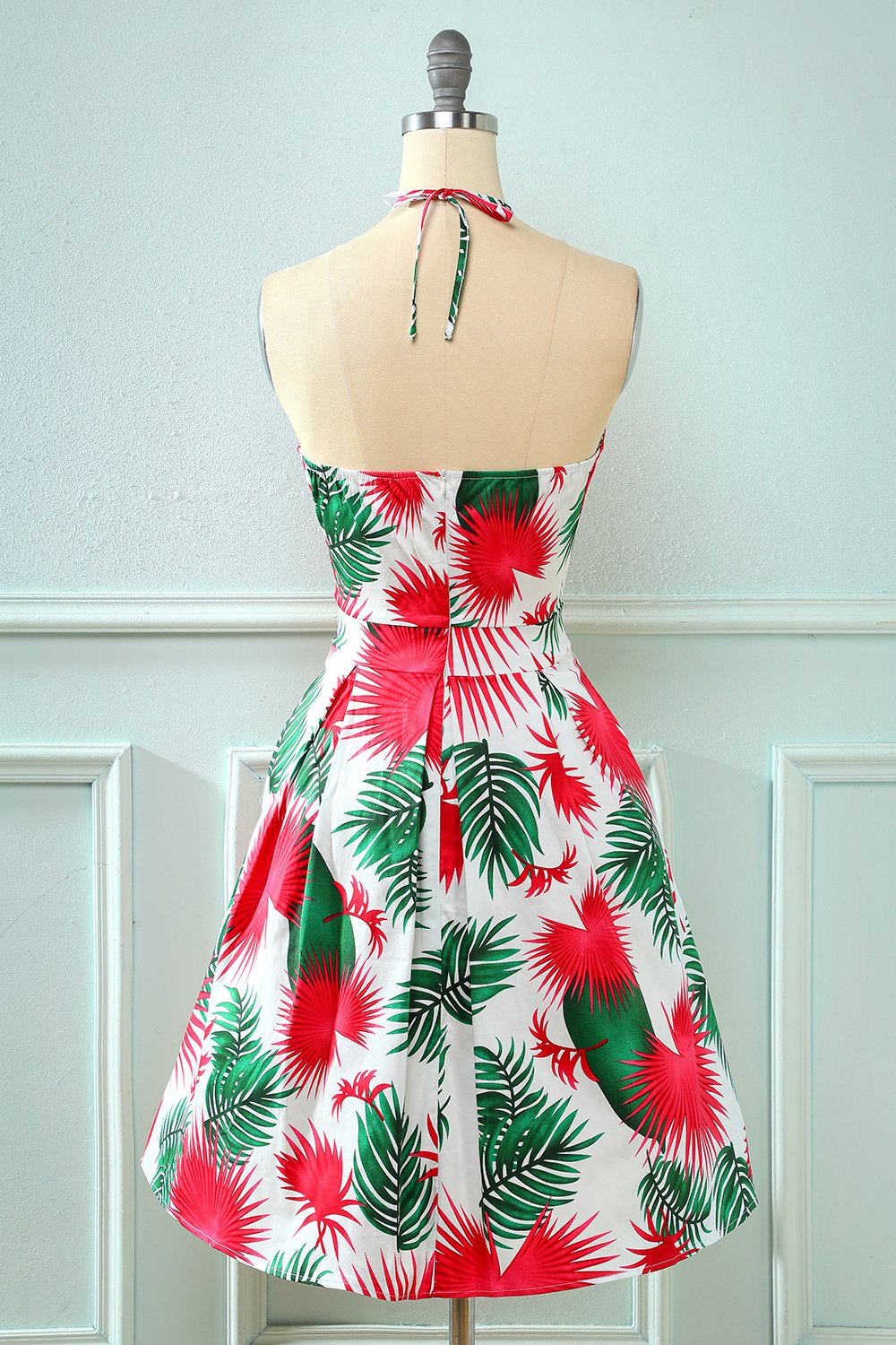 Halter Vintage Leaves Summer Dress