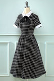 Plaid 1950s Vintage Dress with Bow