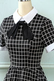 Plaid 1950s Vintage Dress with Bow