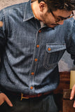 Men's Denim Blue Button Down Shirt With Front Pocket