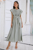 Green Sleeveless Ruffles Prom Dress