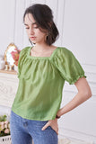 Olive Green Latern Sleeves Blouse