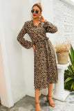 Brown Leopard Printed Casual Dress