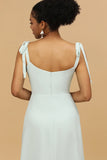 Mint A Line Chiffon Long Bridesmaid Dress with Slit