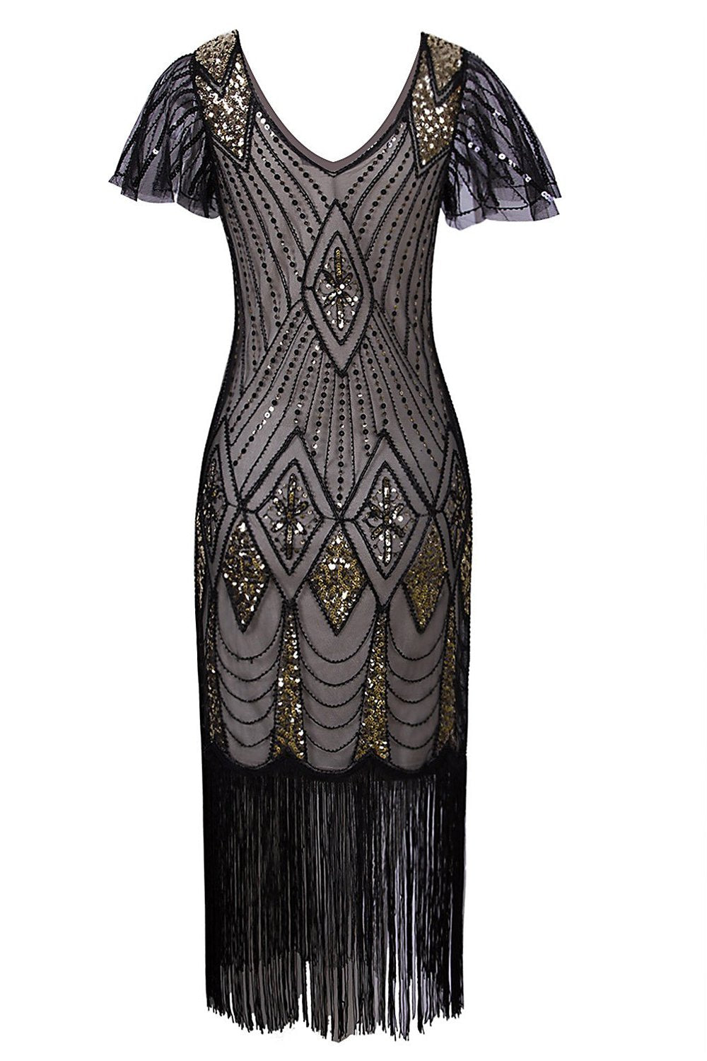 Flapper Black 1920s Sequins Dress