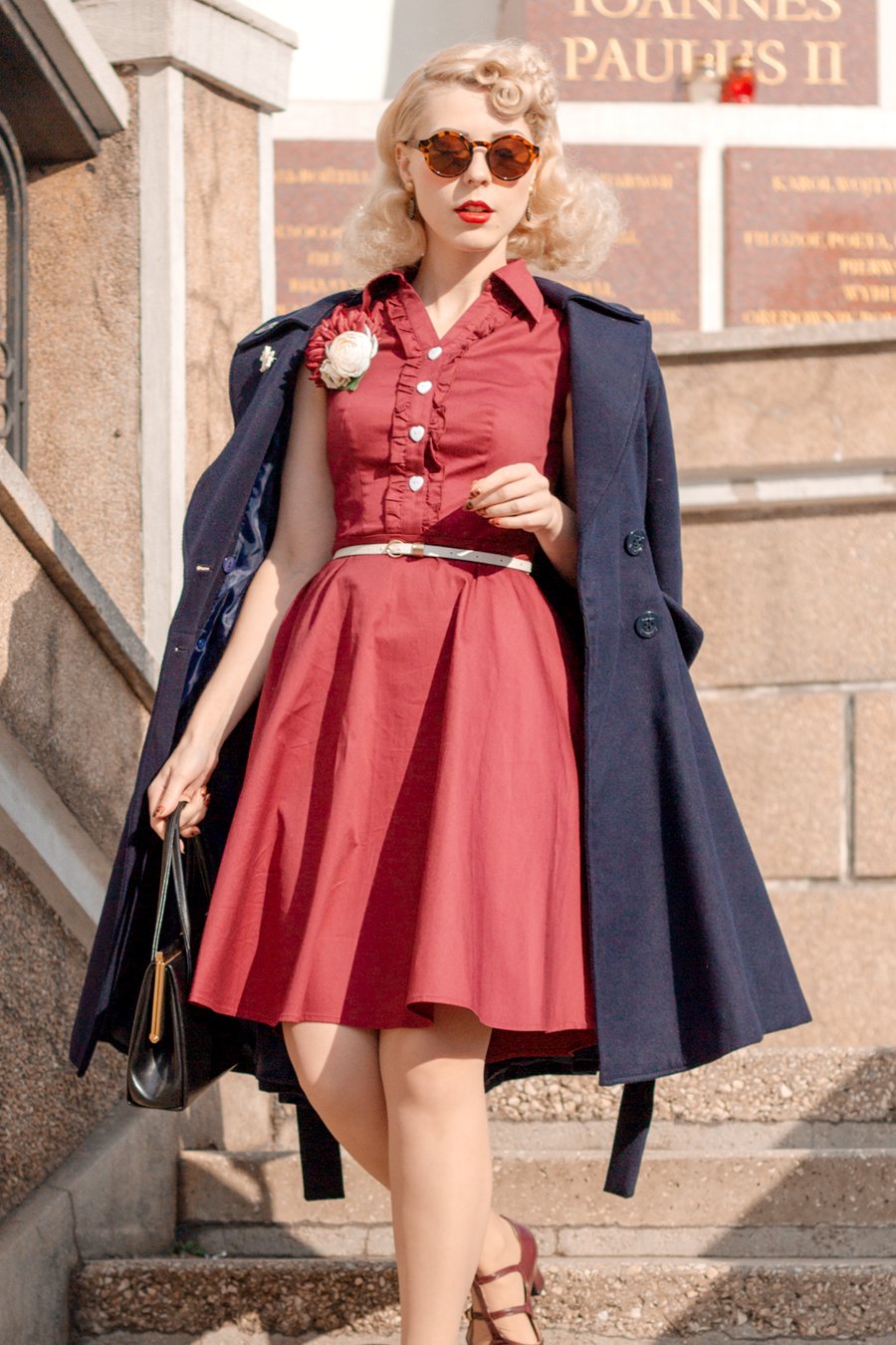 Burgundy best sale rockabilly dress