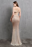 Gold Mermaid Sequin Long Ball Dress