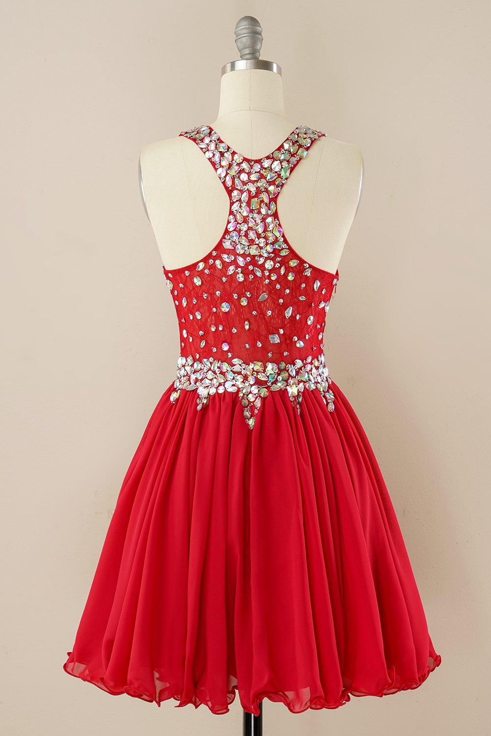 Red Beading Short Dress