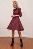 Red Plaid Knee Length Dress