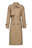 Grey Lapel Double Breasted Fitted Trench Coat with Belt
