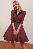 Red Plaid Knee Length Dress