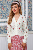 Hook Flower Hollow V-Neck Cardigan