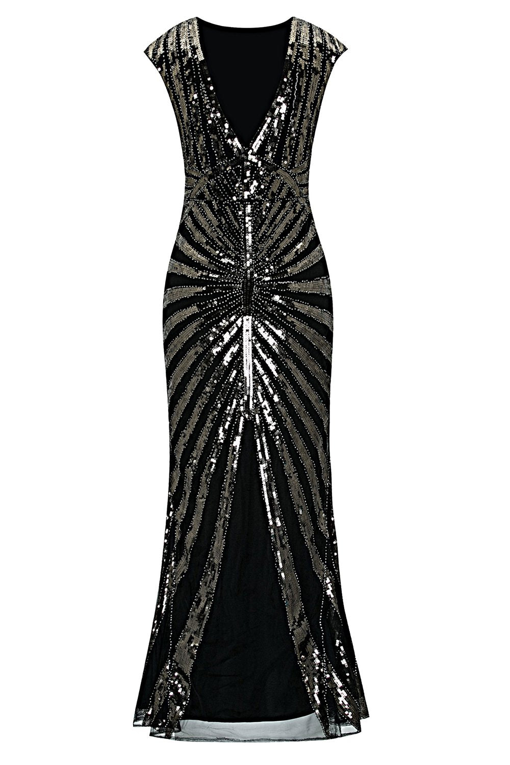 Black Mermaid 1920s Sequined Flapper Dress