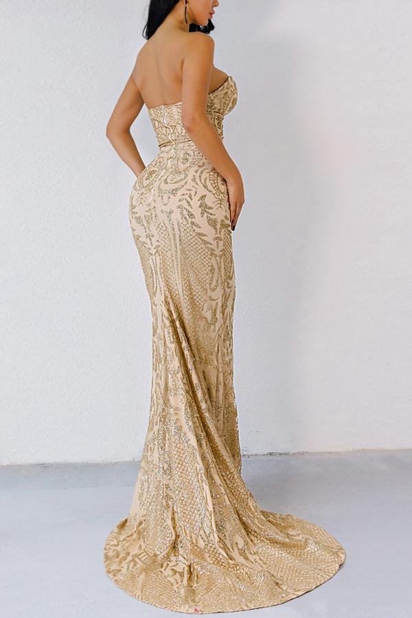 Gold Mermaid Sequins Dress