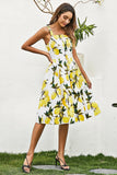 Lemon Print Summer Vintage Dress