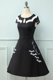 Halloween Black 1950S Bat Cape Swing Dress