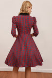 Red Plaid Knee Length Dress