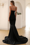 Black Strapless Sweetheart Form-Fitting Mermaid Long Ball Dress