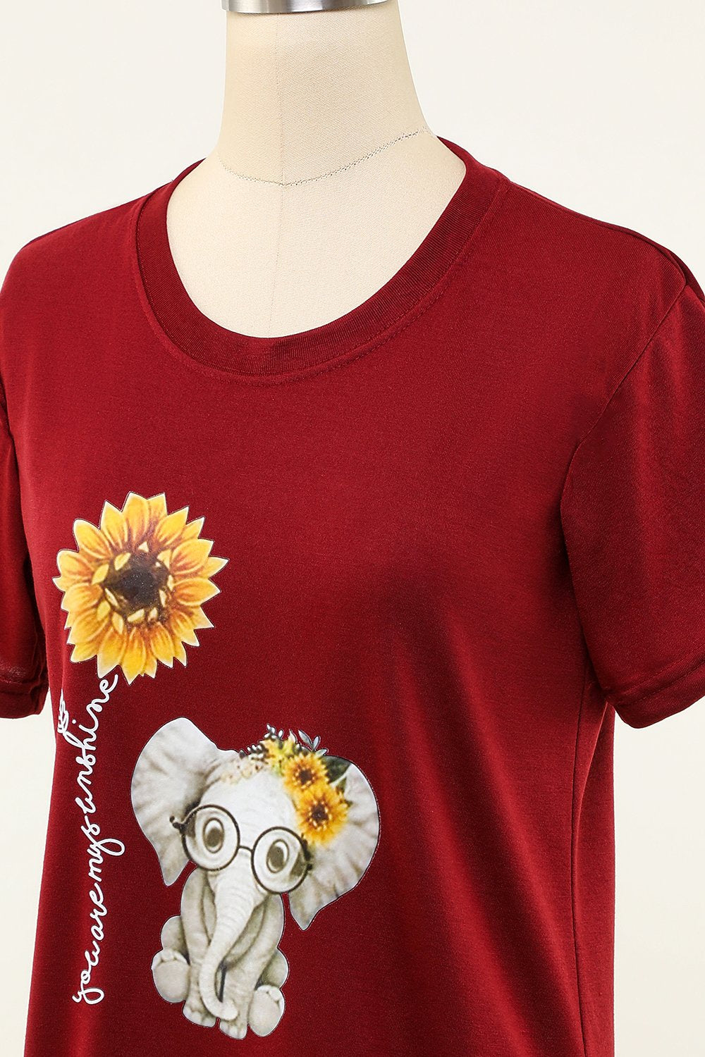 Elephant Sunflower Printed T-Shirt